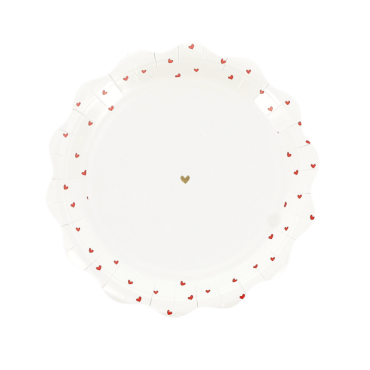 Assiettes blanches avec petits cœurs rouges et dorés "Lovely Time" | jourdefete.com Assiettes blanches avec petits cœurs rouges et dorés "Lovely Time" | jourdefete.com