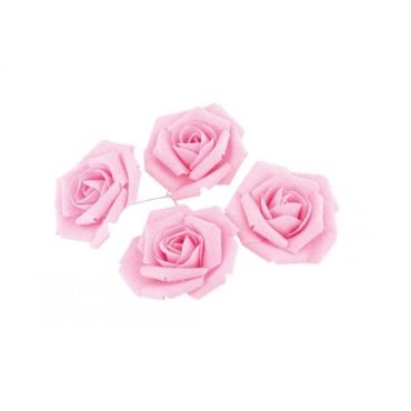 4 Roses Roses en Lin sur Tige 4 Roses Roses en Lin sur Tige