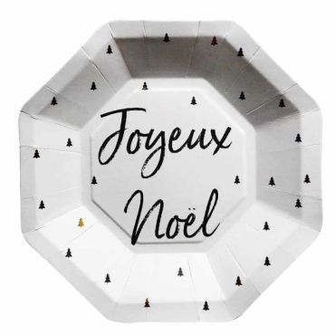 8 Assiettes Octogonales "Joyeux Noël" - Collection Graphique 8 Assiettes Octogonales "Joyeux Noël" - Collection Graphique