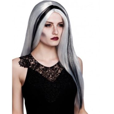 Perruque Femme - Sorcière "Aurora" - Grise avec mèches noires Perruque Femme - Sorcière "Aurora" - Grise avec mèches noires