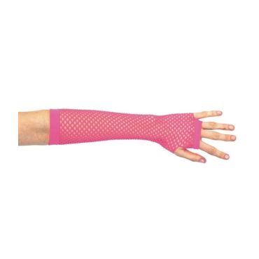 Mitaines Longues Roses Fluo en Résille