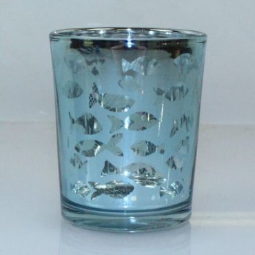 Photophore avec Poissons - Bleu Clair