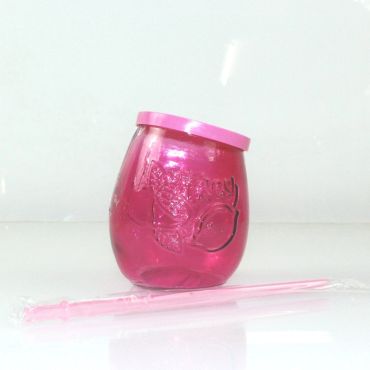 Verre Happy Summer avec Couvercle et Paille - Rose Verre Happy Summer avec Couvercle et Paille - Rose