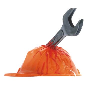 Casque de Chantier avec Clé de Douze Sanglante Casque de Chantier avec Clé de Douze Sanglante