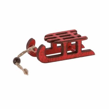 Luge en Bois Rouge à Suspendre