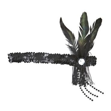 Bandeau Charleston Sequins et Plumes - Noir Bandeau Charleston Sequins et Plumes - Noir