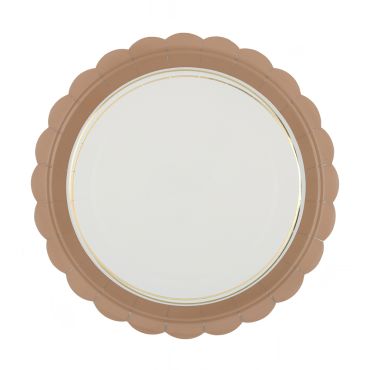 Assiettes Délice festonnées 23 cm Moka avec liseré doré | jourdefete.com Assiettes Délice festonnées 23 cm Moka avec liseré doré | jourdefete.com