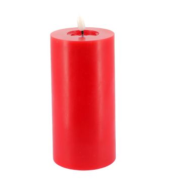 Bougie LED cylindrique en cire rouge finition glossy pour Noël | jourdefete.com Bougie LED cylindrique en cire rouge finition glossy pour Noël | jourdefete.com