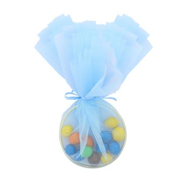 Anneau à dragées en métal doré et organza bleu ciel avec ruban satin | jourdefete.com Anneau à dragées en métal doré et organza bleu ciel avec ruban satin | jourdefete.com