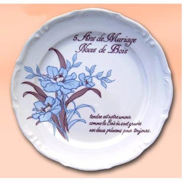 Assiette Anniversaire de Mariage 5 ans Noces de Bois Assiette Anniversaire de Mariage 5 ans Noces de Bois