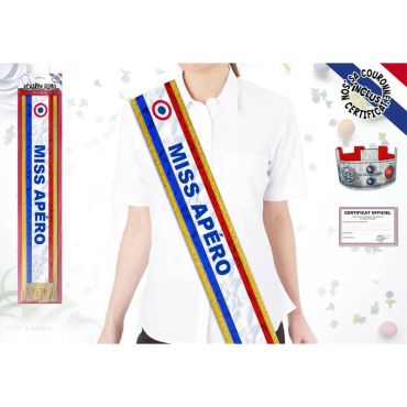 Echarpe de Miss Tricolore "Miss Apéro" Echarpe de Miss Tricolore "Miss Apéro"