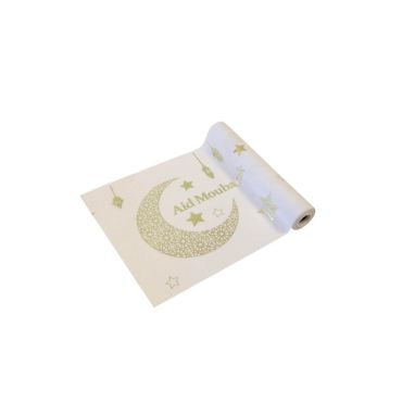 chemin de table en toile Aïd Moubarak 28 cm x 4 M chemin de table en toile Aïd Moubarak 28 cm x 4 M