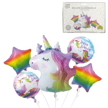 4 Ballons en aluminium thème Licorne 4 Ballons en aluminium thème Licorne