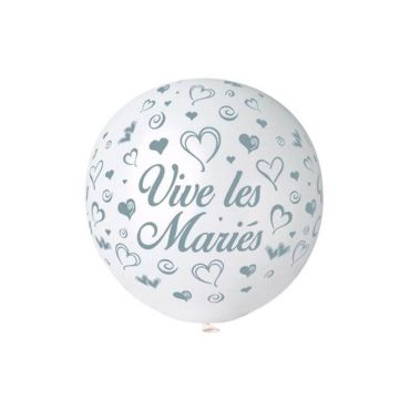 Ballon géant rond blanc vive les mariés | jourdefete.com Ballon géant rond blanc vive les mariés | jourdefete.com