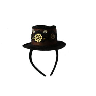Serre-tête steampunk petit chapeau avec rouages. Serre-tête steampunk petit chapeau avec rouages.