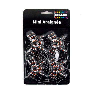 Lot de 4 décorations araignée orange et blanc