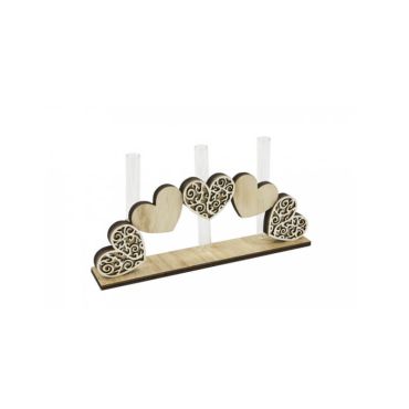 Arche sur socle avec 3 tubes en verre et des cœurs avec arabesques Arche sur socle avec 3 tubes en verre et des cœurs avec arabesques