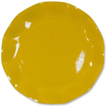 Grandes Assiettes Vagues Rondes en Carton Jaune Grandes Assiettes Vagues Rondes en Carton Jaune