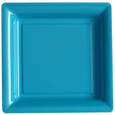 12 Assiettes Cocktail Carrée en Plastique - Turquoise 12 Assiettes Cocktail Carrée en Plastique - Turquoise
