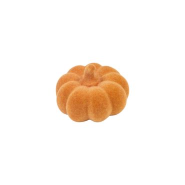 Citrouille décorative en résine effet velours orange pour décoration automnale | jourdefete.com