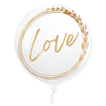 Un magnifique ballon transparent avec écrit "Love" en doré pour votre mariage | jourdefete.com Un magnifique ballon transparent avec écrit "Love" en doré pour votre mariage | jourdefete.com