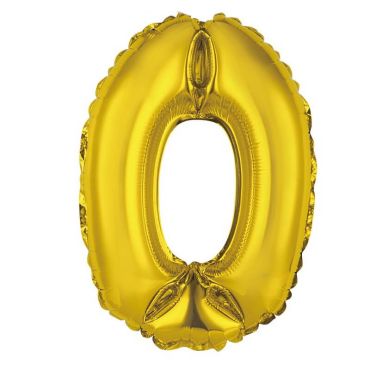 ballon métallique à air or de 36 cm chiffre 0 | jourdefete.com