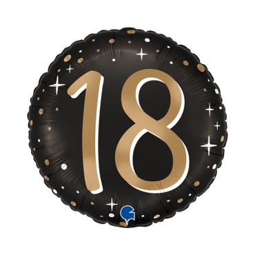 Ballon rond noir et or 18 ans pour anniversaire | jourdefete.com