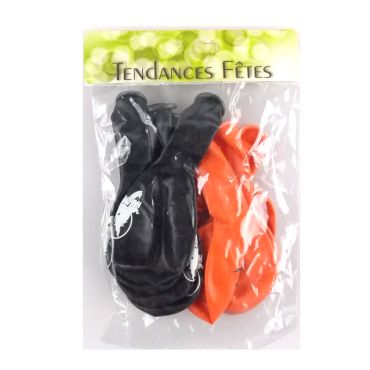 Lot de 8 ballons "sorcière et citrouille Halloween" orange et noir Lot de 8 ballons "sorcière et citrouille Halloween" orange et noir