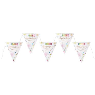 Banderole Joyeux Anniversaire 3 m avec fanions blancs et motifs festifs | jourdefete.com Banderole Joyeux Anniversaire 3 m avec fanions blancs et motifs festifs | jourdefete.com