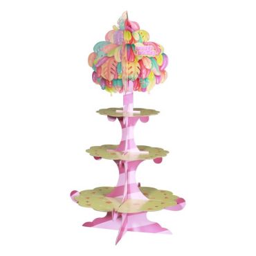 Présentoir à gâteaux 3 niveaux Bangoberry avec décor jungle pastel | jourdefete.com Présentoir à gâteaux 3 niveaux Bangoberry avec décor jungle pastel | jourdefete.com