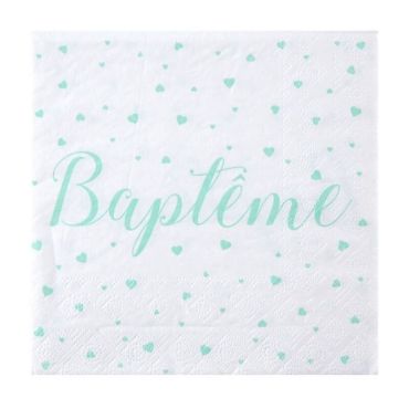 20 Serviettes Baptême - Vert Menthe | jourdefete.com 20 Serviettes Baptême - Vert Menthe | jourdefete.com