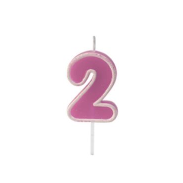 Bougie d’Anniversaire Chiffre 2 – Rose