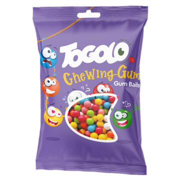Sachet de bonbons Togolo Chewing-Gum Balls multicolores avec personnages amusants | jourdefete.com