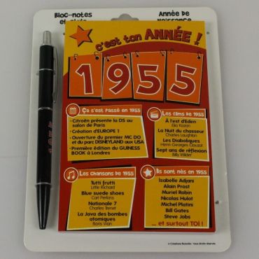 Bloc-notes et Stylo Année de naissance 1955 Bloc-notes et Stylo Année de naissance 1955
