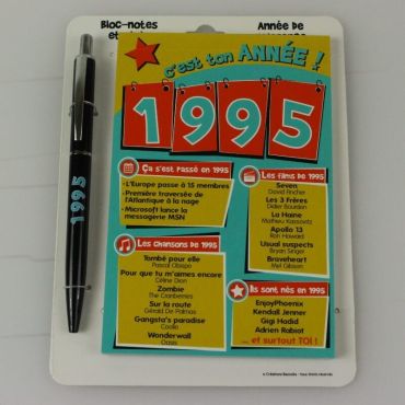 Bloc-notes et Stylo Année de naissance 1995 Bloc-notes et Stylo Année de naissance 1995