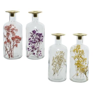 Bougeoir en verre avec fleurs séchées en décor - 24 cm - Couleur au choix | jourdefete.com Bougeoir en verre avec fleurs séchées en décor - 24 cm - Couleur au choix | jourdefete.com