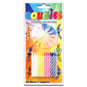 Bougies d'anniversaire avec leurs supports Bougies d'anniversaire avec leurs supports