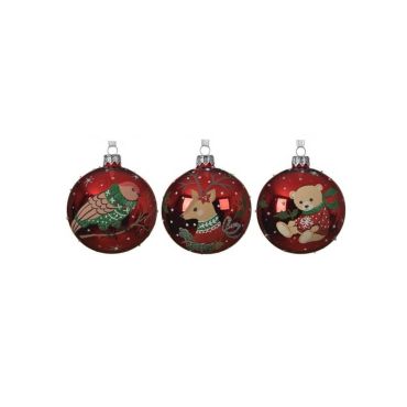 boule de noël rouge animal au choix | jourdefete.com boule de noël rouge animal au choix | jourdefete.com
