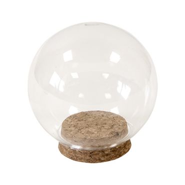 Boule en verre transparente avec base en liège pour décoration de fête | jourdefete.com