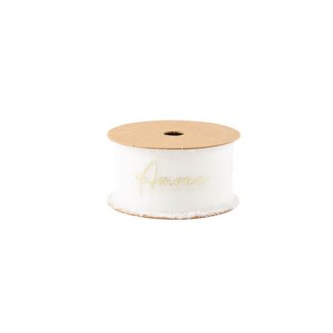 Ruban Effiloché en Mousseline de Soie - Amour - Couleur Blanc