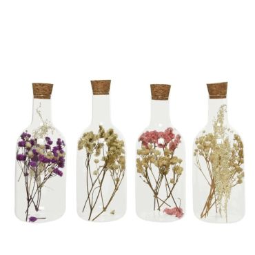 Bouteille en verre avec fleurs séchées - Couleur au choix | jourdefete.com Bouteille en verre avec fleurs séchées - Couleur au choix | jourdefete.com