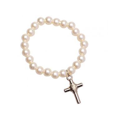 4 Bracelets de Perle avec Croix Argentée 4 Bracelets de Perle avec Croix Argentée