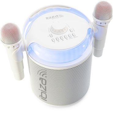 Enceinte Bluetooth autonome spécial karaoké 120W avec micros sans fil et lumières LED | jourdefete.com