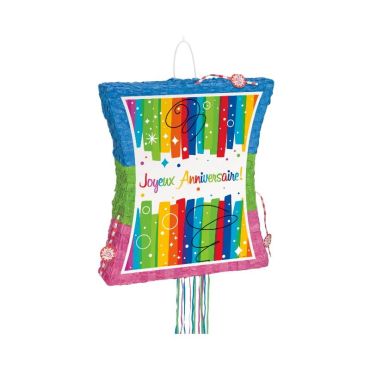 pinata joyeux anniversaire multicolore