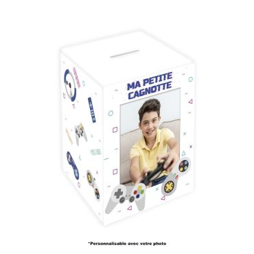 Tirelire personnalisable enfant thème jeux vidéo avec manettes rétro | jourdefete.com Tirelire personnalisable enfant thème jeux vidéo avec manettes rétro | jourdefete.com