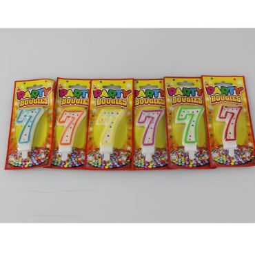 Bougie d'Anniversaire Chiffre 7 - Divers Coloris Bougie d'Anniversaire Chiffre 7 - Divers Coloris