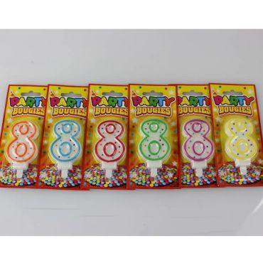 Bougie d'Anniversaire Chiffre 8 - Divers Coloris Bougie d'Anniversaire Chiffre 8 - Divers Coloris