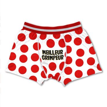 Boxer homme blanc à pois rouges “Meilleur Grimpeur” | jourdefete.com Boxer homme blanc à pois rouges “Meilleur Grimpeur” | jourdefete.com