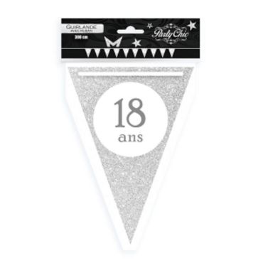 Guirlande Party Chic 18 ans - Argent Guirlande Party Chic 18 ans - Argent