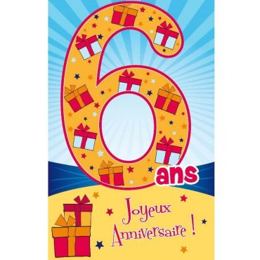 Carte d'Anniversaire Découp'âge avec enveloppe - 6 ans Carte d'Anniversaire Découp'âge avec enveloppe - 6 ans